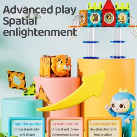 Klocki Magnetyczne Tor Kulkowy Zwierzęcy Raj 104 el. Lumarko!