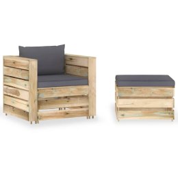 2-częściowy zestaw wypoczynkowy do ogrodu, z poduszkami, drewniany Lumarko!