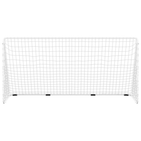 Bramka piłkarska z siatką, biała, 366x122x182, stalowa Lumarko!