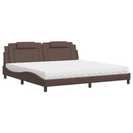 Łóżko z materacem, brązowe, 200x200 cm, sztuczna skóra Lumarko!