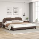Łóżko z materacem, brązowe, 200x200 cm, sztuczna skóra Lumarko!