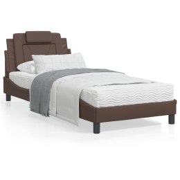 Łóżko z materacem, brązowe, 90x190 cm, sztuczna skóra Lumarko!
