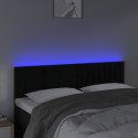 Zagłówek do łóżka z LED, czarny, 144x5x78/88 cm, aksamit Lumarko!