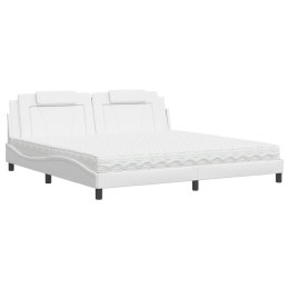Łóżko z materacem, białe, 200x200 cm, sztuczna skóra Lumarko!