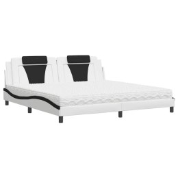 Łóżko z materacem, biało-czarne, 200x200 cm, sztuczna skóra Lumarko!