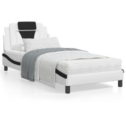 Łóżko z materacem, biało-czarne, 90x190 cm, sztuczna skóra Lumarko!