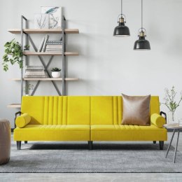 Rozkładana kanapa z podłokietnikami, żółta, aksamitna Lumarko!