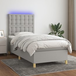 Łóżko kontynentalne z materacem, jasnoszare, 90x200 cm, tkanina Lumarko!