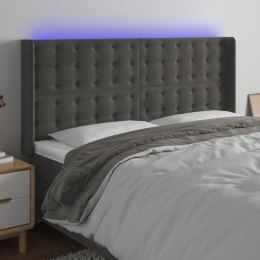 Zagłówek do łóżka z LED, ciemnoszary, 183x16x118/128cm, aksamit Lumarko!