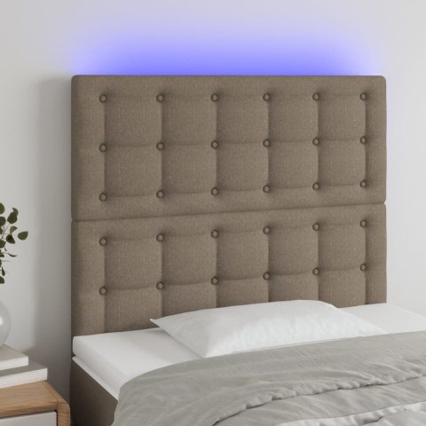 Zagłówek do łóżka z LED, taupe, 90x5x118/128 cm, tkanina Lumarko!