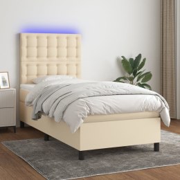 Łóżko kontynentalne z materacem, kremowe, 80x200 cm, tkanina Lumarko!