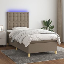 Łóżko kontynentalne z materacem, taupe, 90x190 cm, tkanina Lumarko!