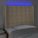 Zagłówek do łóżka z LED, kremowy, 83x16x118/128 cm, tkanina Lumarko!