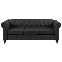 Sofa 3-osobowa ekoskóra czarna CHESTERFIELD Lumarko!