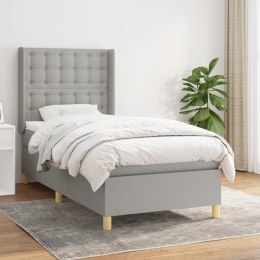 Łóżko kontynentalne z materacem, jasnoszare, tkanina, 90x190 cm Lumarko!