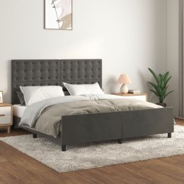 Rama łóżka z zagłówkiem, ciemnoszara, 180x200 cm, aksamitna Lumarko!