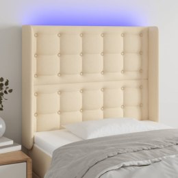 Zagłówek do łóżka z LED, kremowy, 93x16x118/128 cm, tkanina Lumarko!