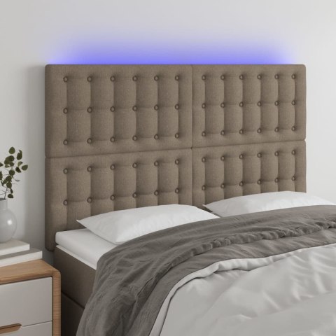 Zagłówek do łóżka z LED, taupe, 144x5x118/128 cm, tkanina Lumarko!
