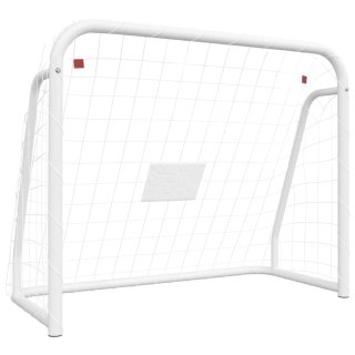 Bramka piłkarska z siatką, biała 125x96x60 cm, stal i poliester Lumarko!
