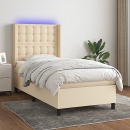 Łóżko kontynentalne z materacem, kremowe, 90x190 cm, tkanina Lumarko!