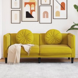 Sofa 2-osobowa z poduszkami, żółta, aksamit Lumarko!