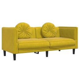 Sofa 2-osobowa z poduszkami, żółta, aksamit Lumarko!