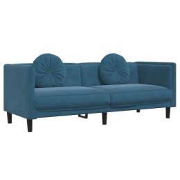 Sofa 3-osobowa z poduszkami, niebieska, aksamit Lumarko!