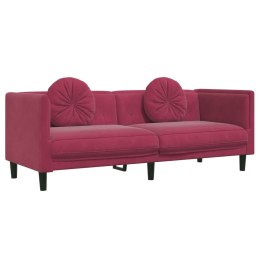 Sofa 3-osobowa z poduszkami, winna czerwień, aksamit Lumarko!