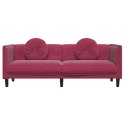 Sofa 3-osobowa z poduszkami, winna czerwień, aksamit Lumarko!
