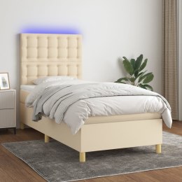 Łóżko kontynentalne z materacem, kremowe, 90x200 cm, tkanina Lumarko!