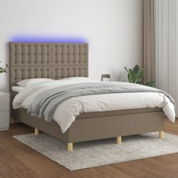 Łóżko kontynentalne z materacem, taupe, 140x190 cm, tkanina Lumarko!