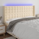Zagłówek do łóżka z LED, kremowy, 203x16x118/128 cm, tkanina Lumarko!