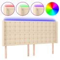 Zagłówek do łóżka z LED, kremowy, 203x16x118/128 cm, tkanina Lumarko!