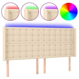 Zagłówek do łóżka z LED, kremowy, 203x16x118/128 cm, tkanina Lumarko!