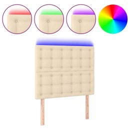 Zagłówek do łóżka z LED, kremowy, 90x5x118/128 cm, tkanina Lumarko!