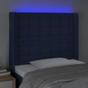 Zagłówek do łóżka z LED, niebieski, 93x16x118/128 cm, tkanina Lumarko!