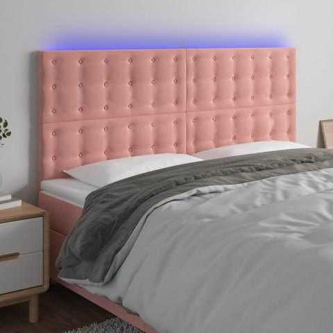Zagłówek do łóżka z LED, różowy, 180x5x118/128 cm, aksamit Lumarko!