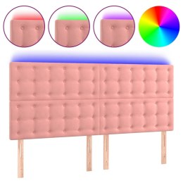 Zagłówek do łóżka z LED, różowy, 180x5x118/128 cm, aksamit Lumarko!