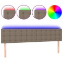 Zagłówek do łóżka z LED, taupe, 200x5x78/88 cm, tkanina Lumarko!