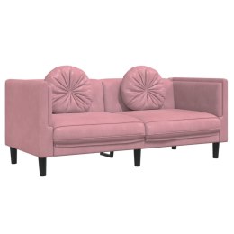 Sofa 2-osobowa z poduszkami, różowa, aksamit Lumarko!