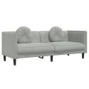 Sofa 3-osobowa z poduszkami, jasnoszara, aksamit Lumarko!