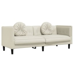 Sofa 3-osobowa z poduszkami, kremowa, aksamit Lumarko!