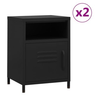 Szafki nocne, 2 szt., czarne, 35x35x51 cm, stalowe Lumarko!