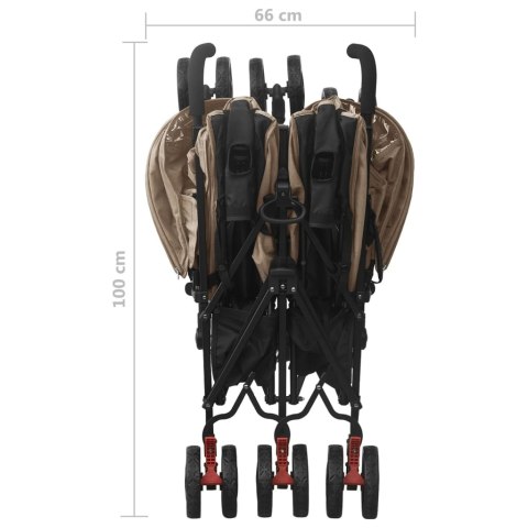 Wózek spacerowy dla bliźniaków, kolor taupe, stalowy Lumarko!