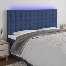 Zagłówek do łóżka z LED, niebieski, 180x5x118/128 cm, tkanina Lumarko!