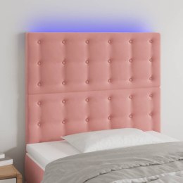 Zagłówek do łóżka z LED, różowy, 90x5x118/128 cm, aksamit Lumarko!