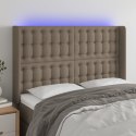 Zagłówek do łóżka z LED, taupe, 147x16x118/128 cm, tkanina Lumarko!