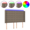 Zagłówek do łóżka z LED, taupe, 147x16x118/128 cm, tkanina Lumarko!