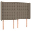Zagłówek do łóżka z LED, taupe, 147x16x118/128 cm, tkanina Lumarko!