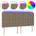 Zagłówek do łóżka z LED, taupe, 200x5x118/128 cm, tkanina Lumarko!
